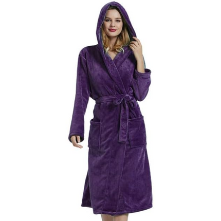 Anouk | Women's Fleece Bathrobe – Hooded Long Robe