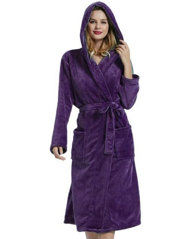Anouk | Women's Fleece Bathrobe – Hooded Long Robe