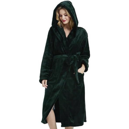 Anouk | Women's Fleece Bathrobe – Hooded Long Robe