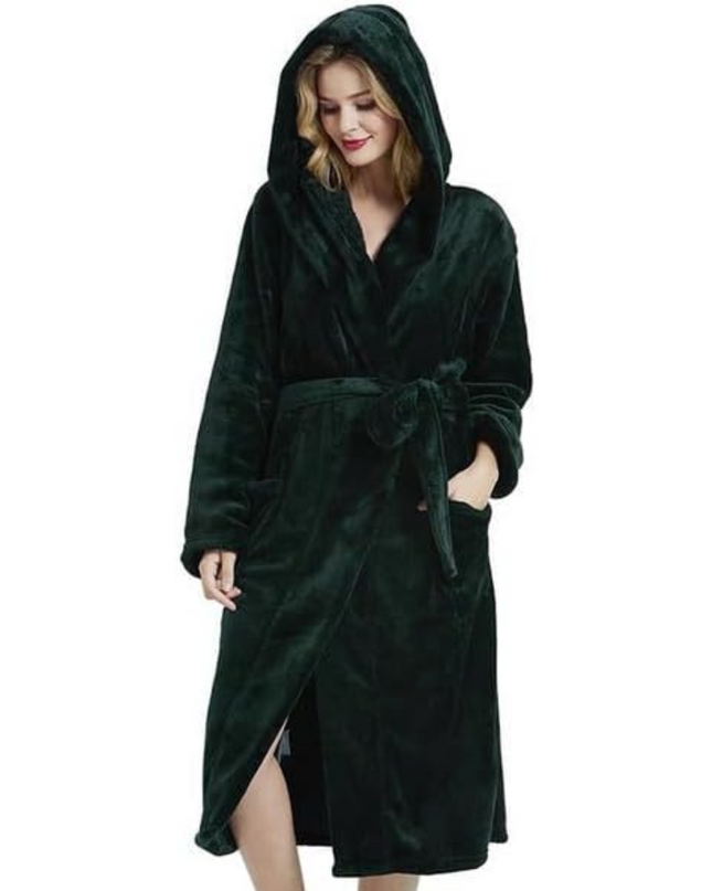 Anouk | Women's Fleece Bathrobe – Hooded Long Robe