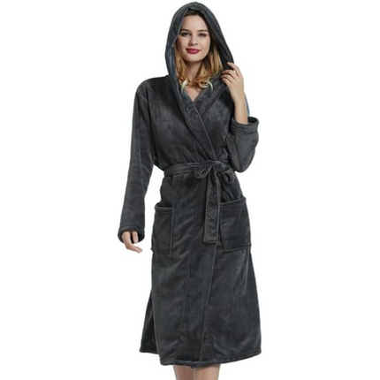Anouk | Women's Fleece Bathrobe – Hooded Long Robe