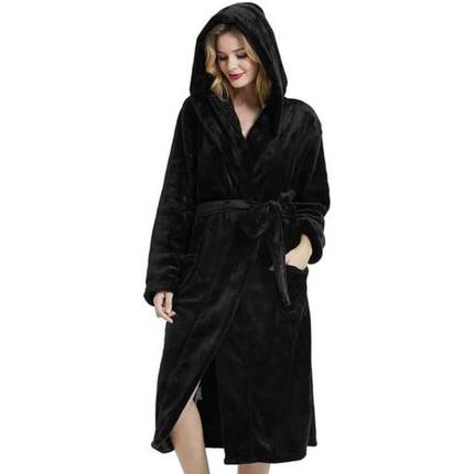 Anouk | Women's Fleece Bathrobe – Hooded Long Robe