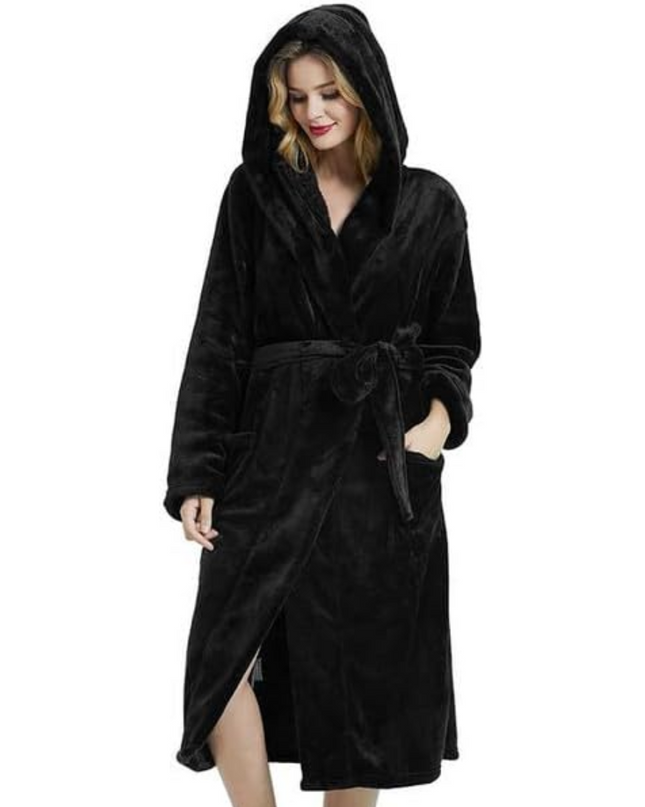 Anouk | Women's Fleece Bathrobe – Hooded Long Robe