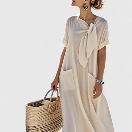 Antonina | Tie-Neck Short Sleeve Maxi Dress