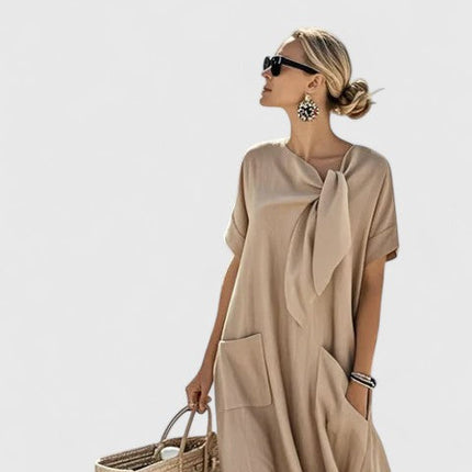 Antonina | Tie-Neck Short Sleeve Maxi Dress