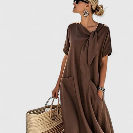 Antonina | Tie-Neck Short Sleeve Maxi Dress