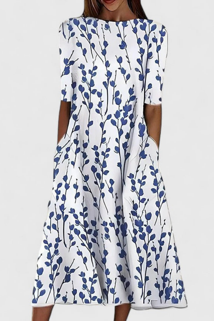 Arabella | Floral Round Neck Midi Dress