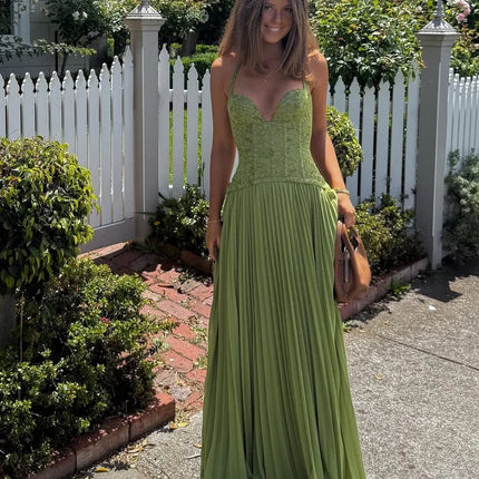 Arabella | Pleated Corset Maxi Wedding Guest Dress