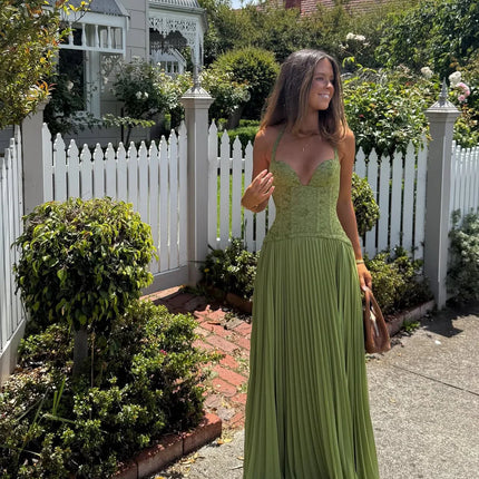 Arabella | Pleated Corset Maxi Wedding Guest Dress