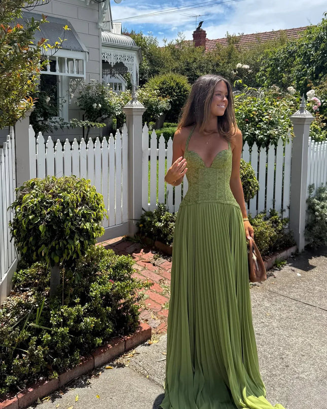 Arabella | Pleated Corset Maxi Wedding Guest Dress