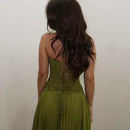 Arabella | Pleated Corset Maxi Wedding Guest Dress