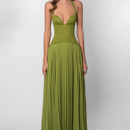 Arabella | Pleated Corset Maxi Wedding Guest Dress