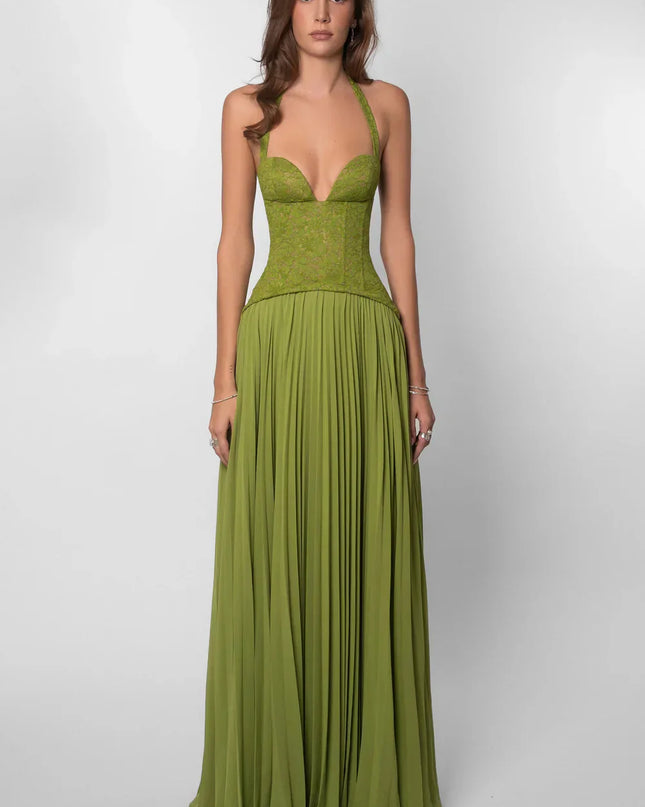 Arabella | Pleated Corset Maxi Wedding Guest Dress