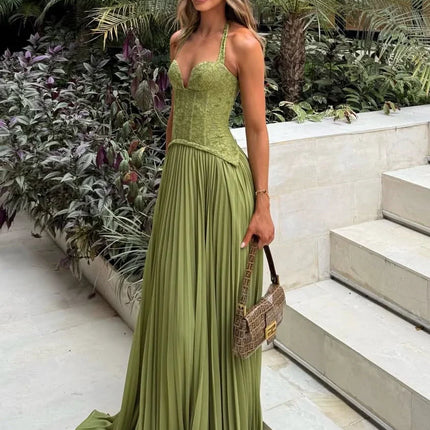 Arabella | Pleated Corset Maxi Wedding Guest Dress