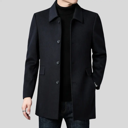 Arvelmont | Men's Wool Overcoat Classic Button Front Collared