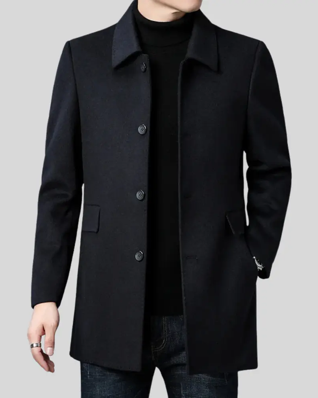 Arvelmont | Men's Wool Overcoat Classic Button Front Collared