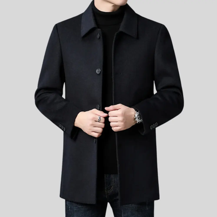 Arvelmont | Men's Wool Overcoat Classic Button Front Collared