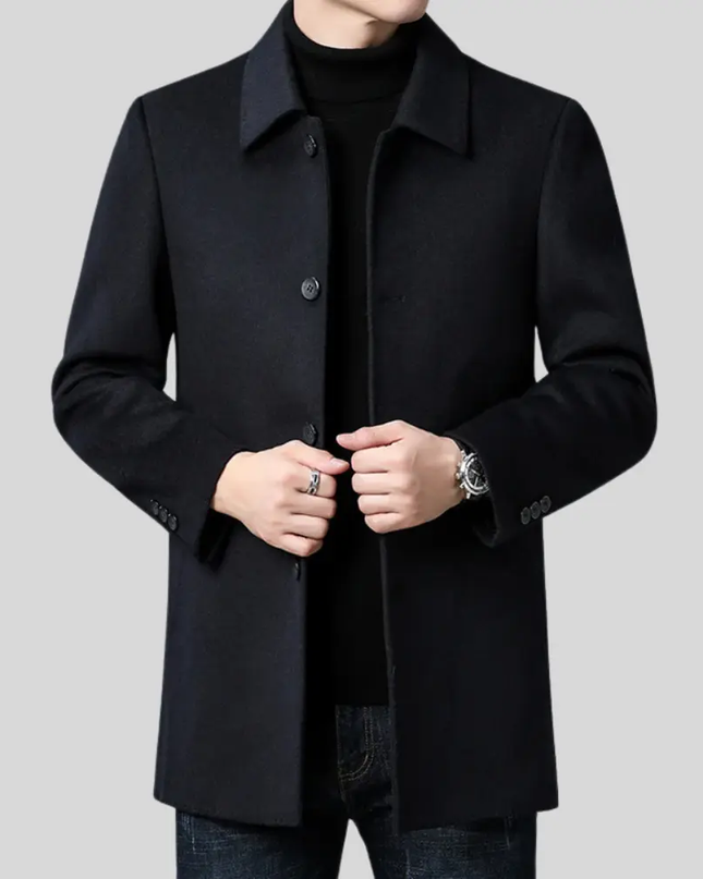 Arvelmont | Men's Wool Overcoat Classic Button Front Collared