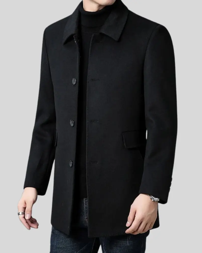 Arvelmont | Men's Wool Overcoat Classic Button Front Collared