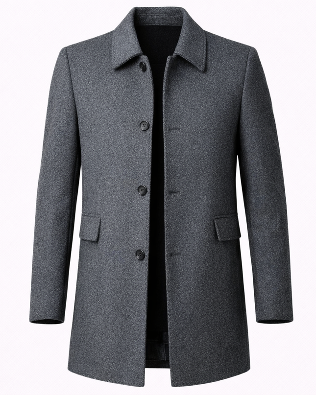 Arvelmont | Men's Wool Overcoat Classic Button Front Collared