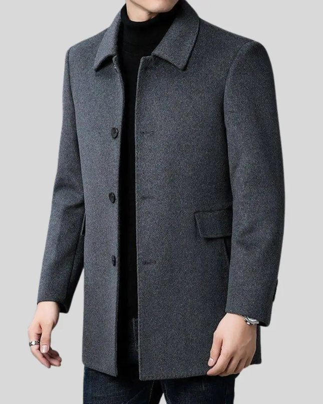 Arvelmont | Men's Wool Overcoat Classic Button Front Collared