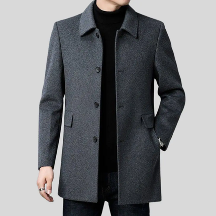 Arvelmont | Men's Wool Overcoat Classic Button Front Collared