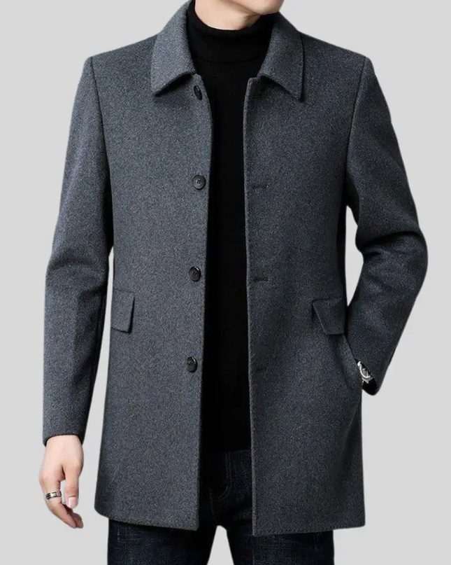 Arvelmont | Men's Wool Overcoat Classic Button Front Collared