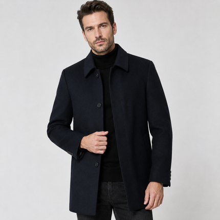 Arvelmont | Men's Wool Overcoat Classic Button Front Collared