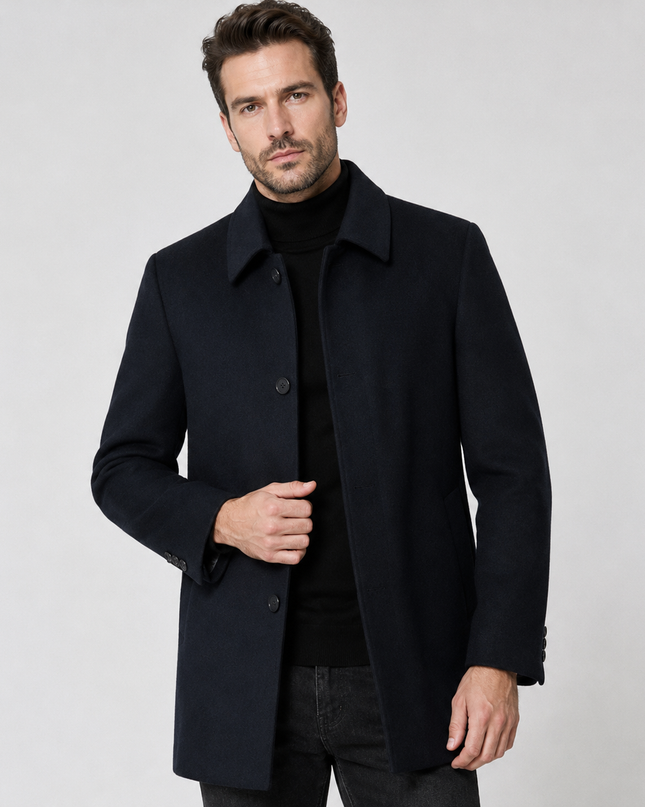 Arvelmont | Men's Wool Overcoat Classic Button Front Collared