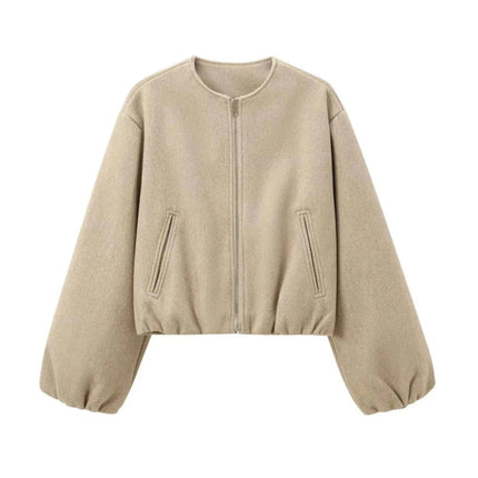 Aurevella | Women's Bomber Jacket Oversized Cropped Casual