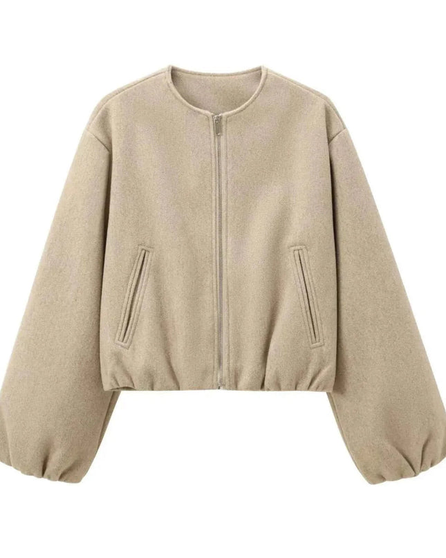 Aurevella | Women's Bomber Jacket Oversized Cropped Casual