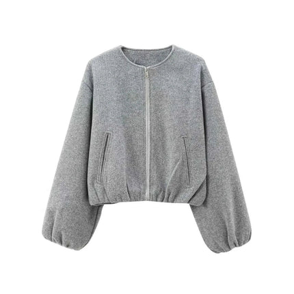 Aurevella | Women's Bomber Jacket Oversized Cropped Casual