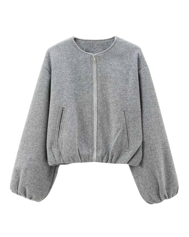 Aurevella | Women's Bomber Jacket Oversized Cropped Casual