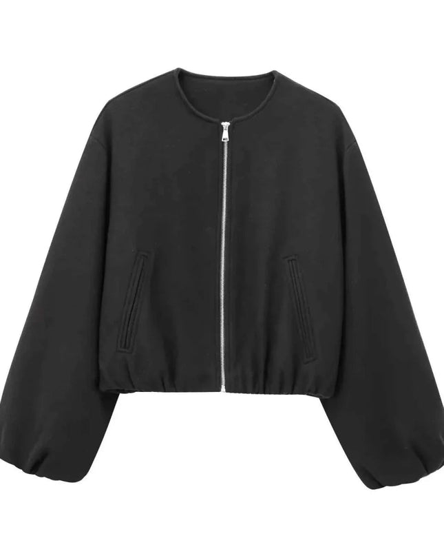 Aurevella | Women's Bomber Jacket Oversized Cropped Casual