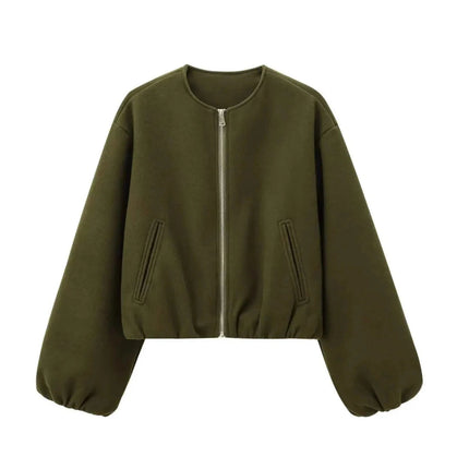 Aurevella | Women's Bomber Jacket Oversized Cropped Casual