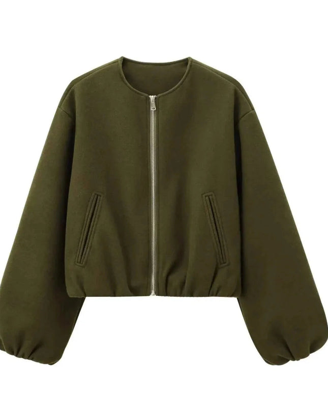 Aurevella | Women's Bomber Jacket Oversized Cropped Casual