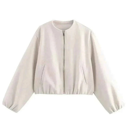 Aurevella | Women's Bomber Jacket Oversized Cropped Casual