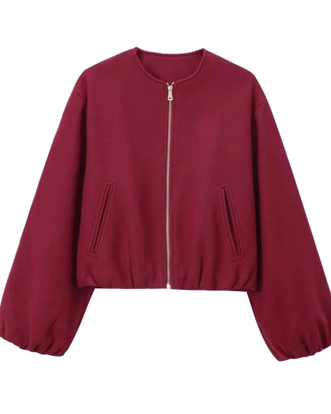 Aurevella | Women's Bomber Jacket Oversized Cropped Casual