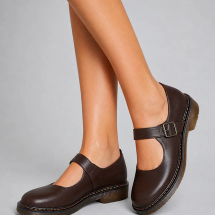 Avelora | Women's Mary Jane Shoes Buckle Strap Classic Flat