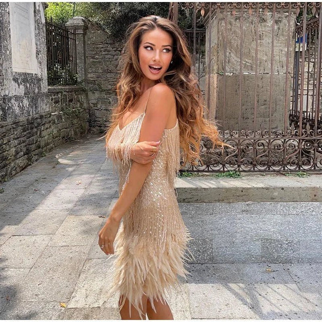 Bianca | Fringe Detail Spaghetti Strap Mini Dress
