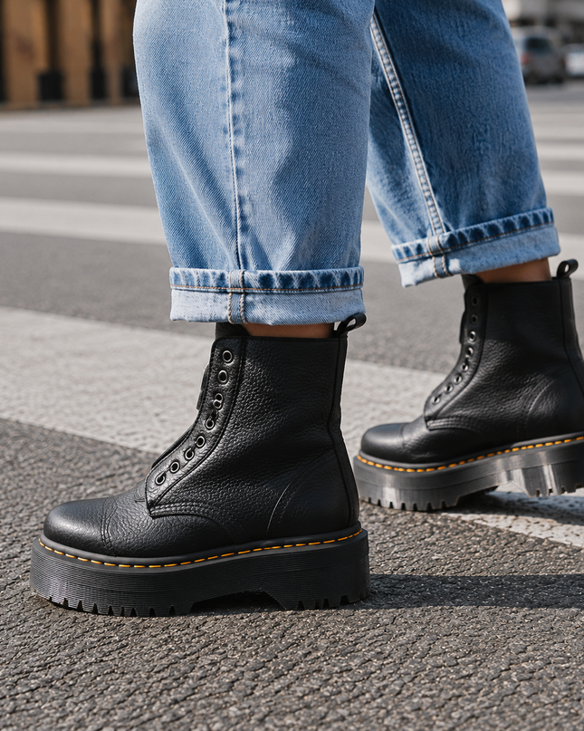 Bianelle | Women's Platform Combat Boots Lace-Up Side Zip