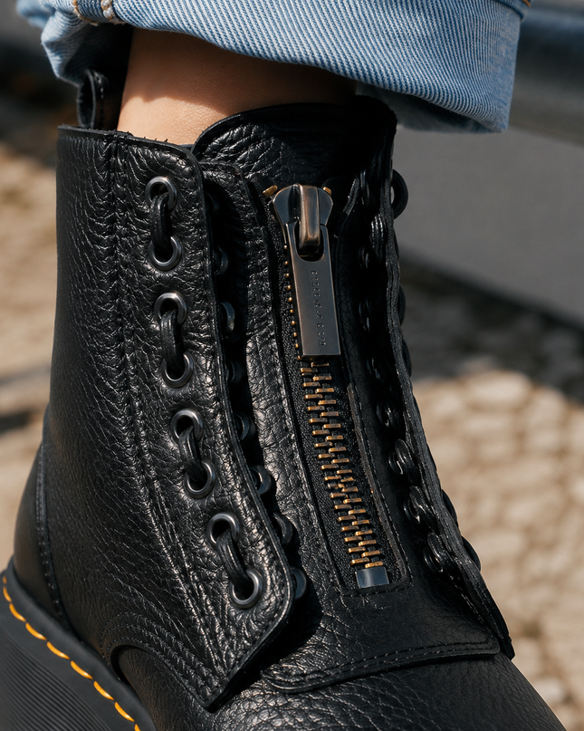 Bianelle | Women's Platform Combat Boots Lace-Up Side Zip