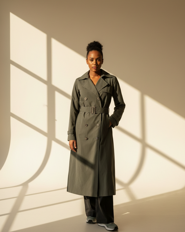 Brenna | Women's Trench Coat Belted Maxi Classic Style