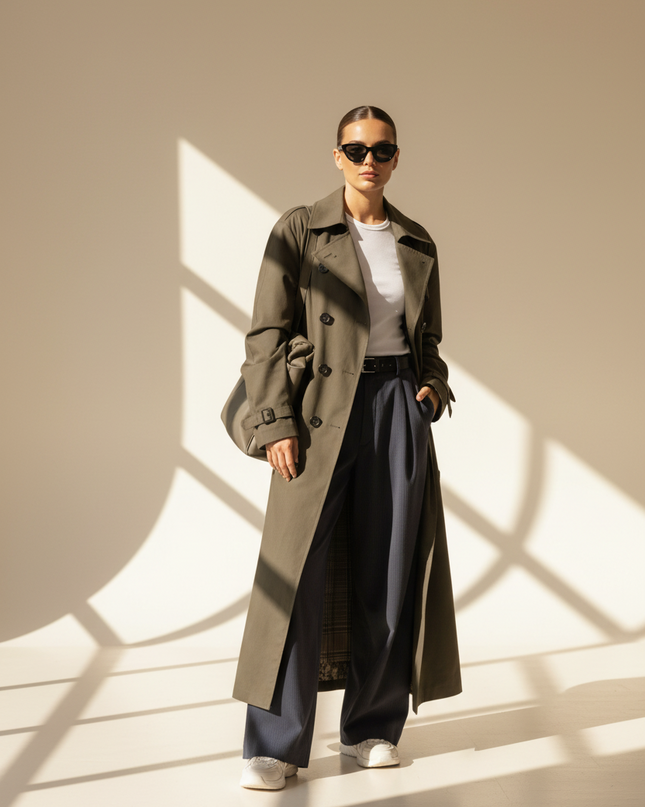 Brenna | Women's Trench Coat Belted Maxi Classic Style