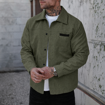 Men’s Long Sleeve Corduroy Jacket with Chest Pocket