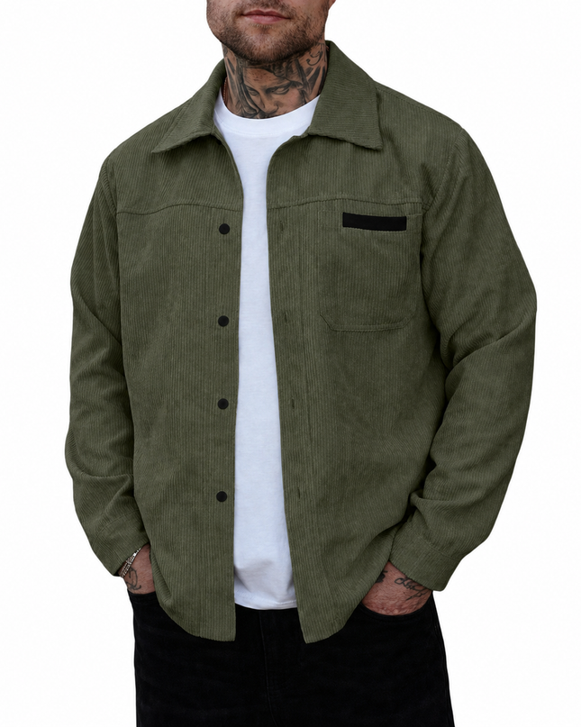 Men’s Long Sleeve Corduroy Jacket with Chest Pocket