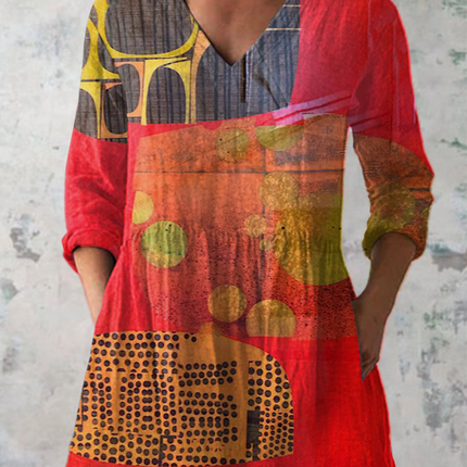 Callie | Abstract Print V-Neck Tunic