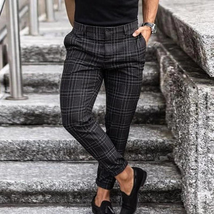 Cassian | Men's Plaid Pants – Slim-Fit Dress Style