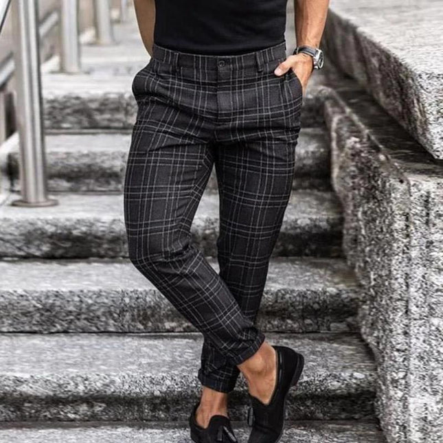 Cassian | Men's Plaid Pants – Slim-Fit Dress Style