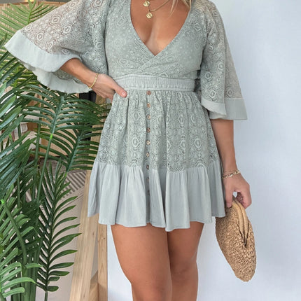 Cassidy | V-Neck Flutter Sleeve Mini Dress